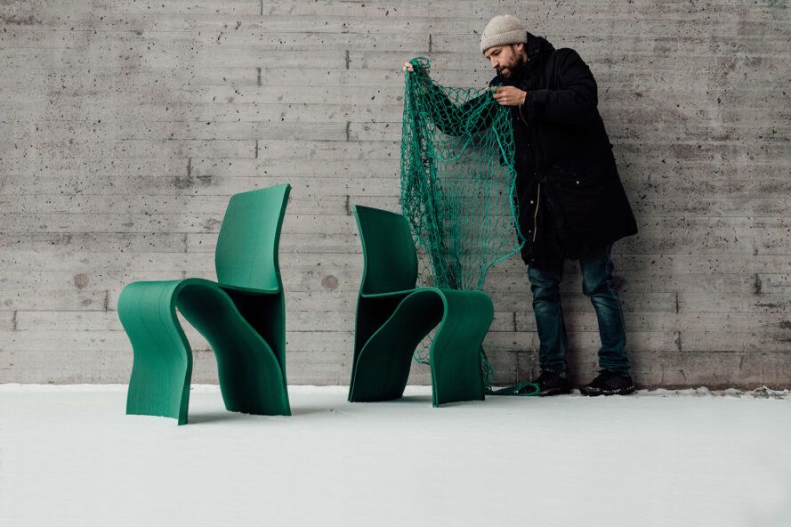 3D-printed kelp chair is made of recycled fishing nets
