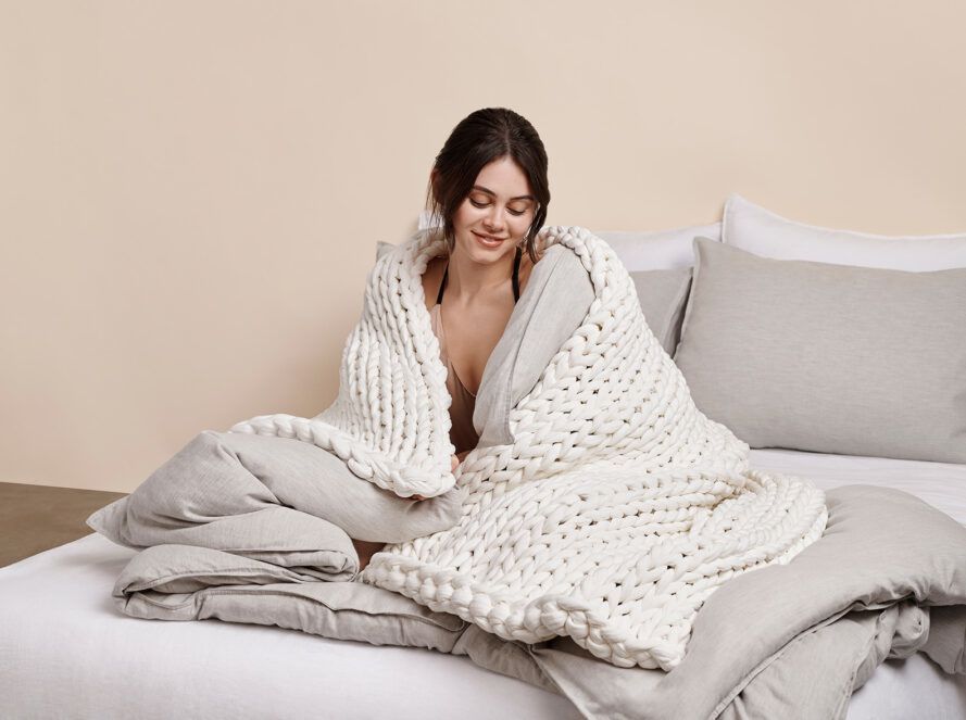 These weighted blankets are made with recycled materials