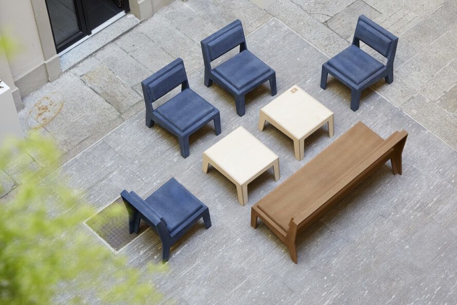 Furniture made from recycled waste for a circular design