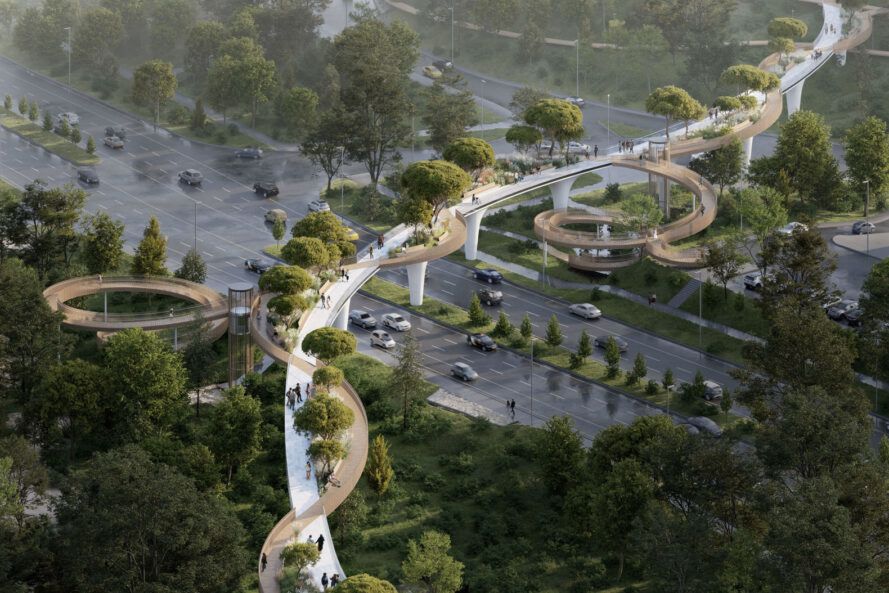 Pedestrian bridge by ATRIUM will grow trees above highway